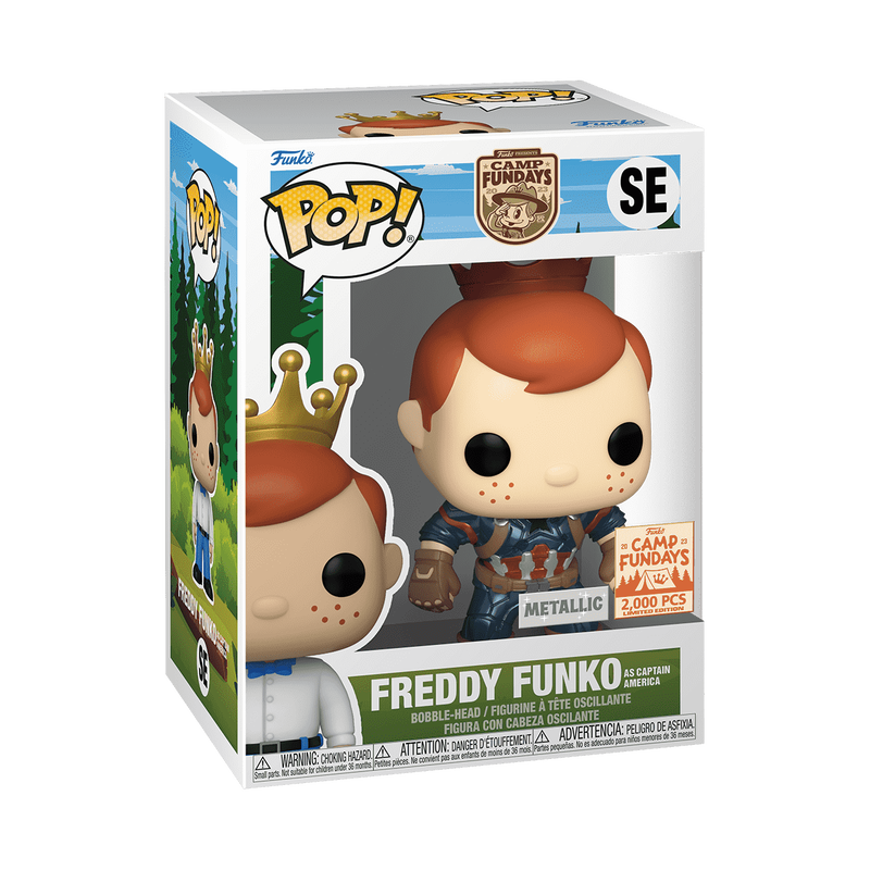 Pop! Freddy Funko as Captain America (Metallic), , hi-res view 2